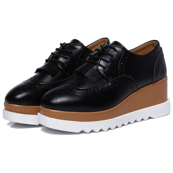 Shoes Black Laceup Platform Wedge Oxford Shoes Poshmark